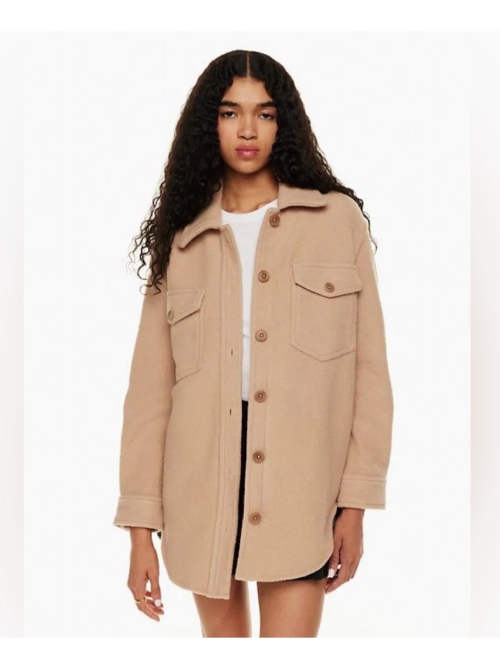 Aritzia Wilfred Ganna Shirt Jacket in Camel Brown